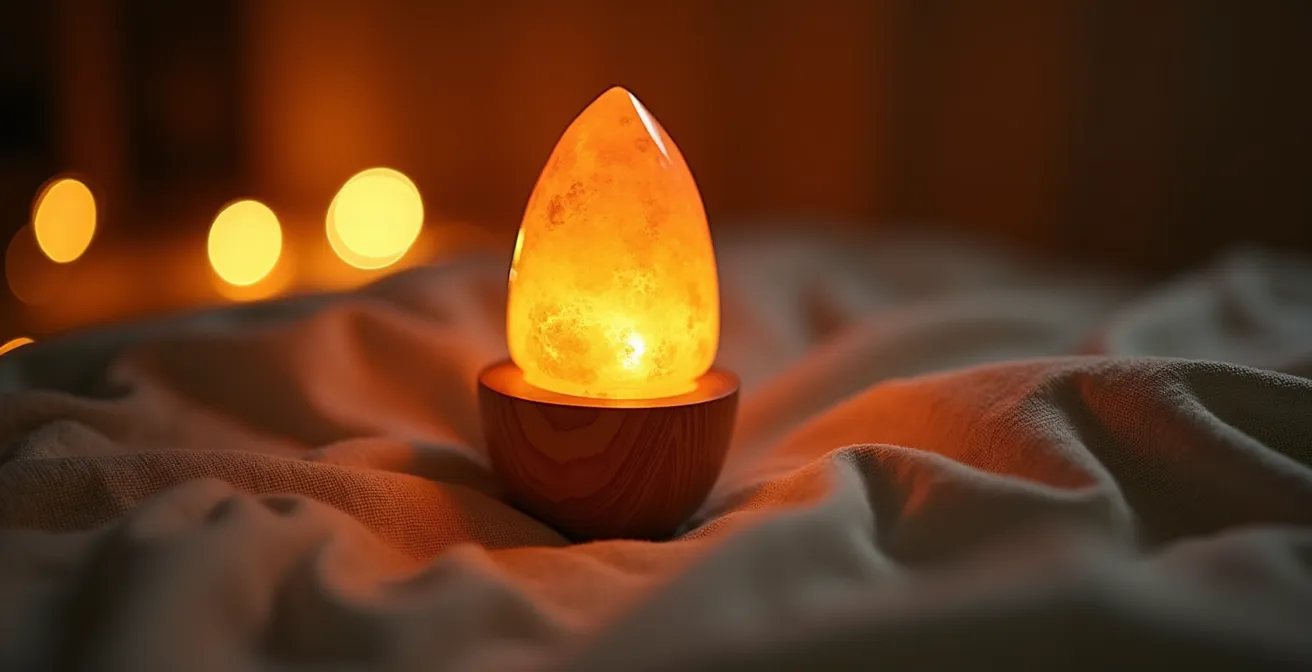 Bedroom bathed in warm evening light optimized for melatonin production
