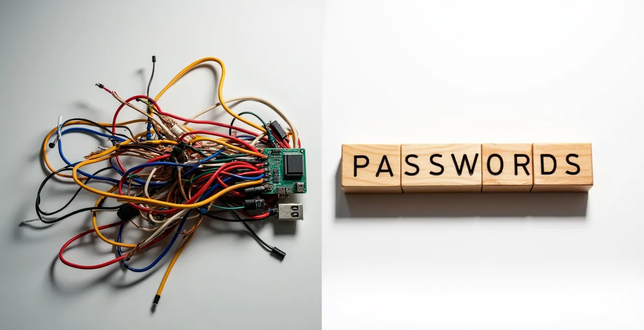 Visual comparison of password entropy between passphrases and complex passwords