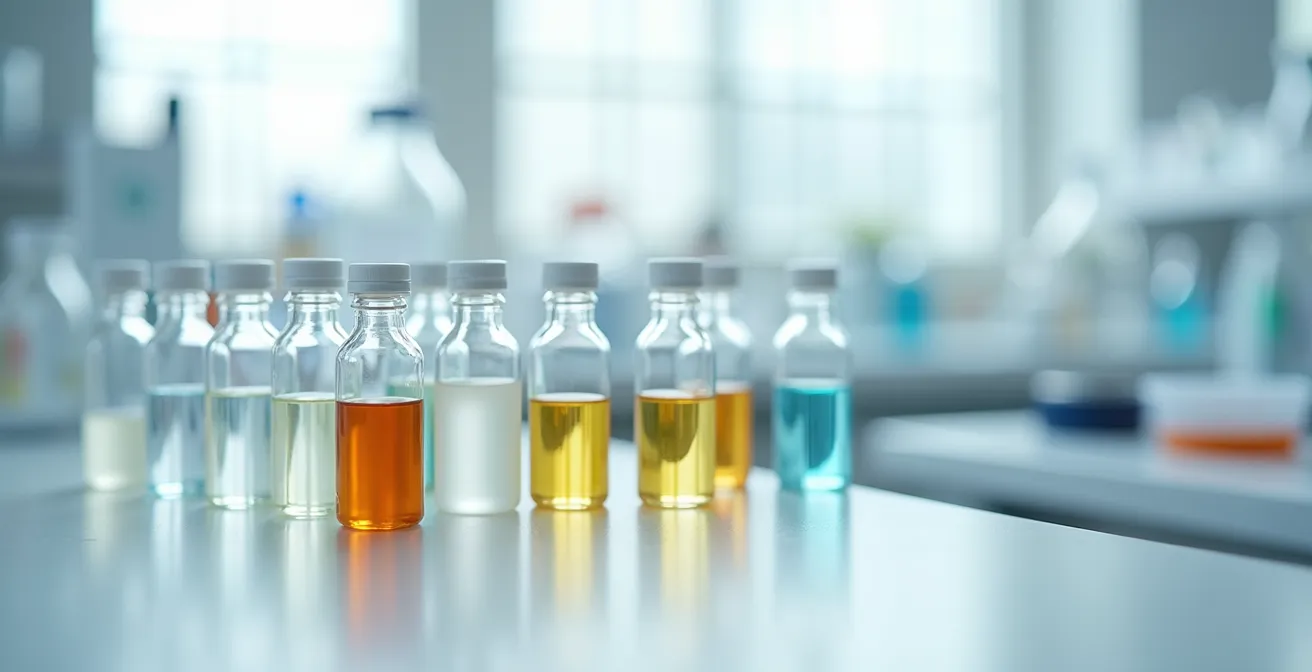 Microscopic view of bacterial growth in a water-based serum