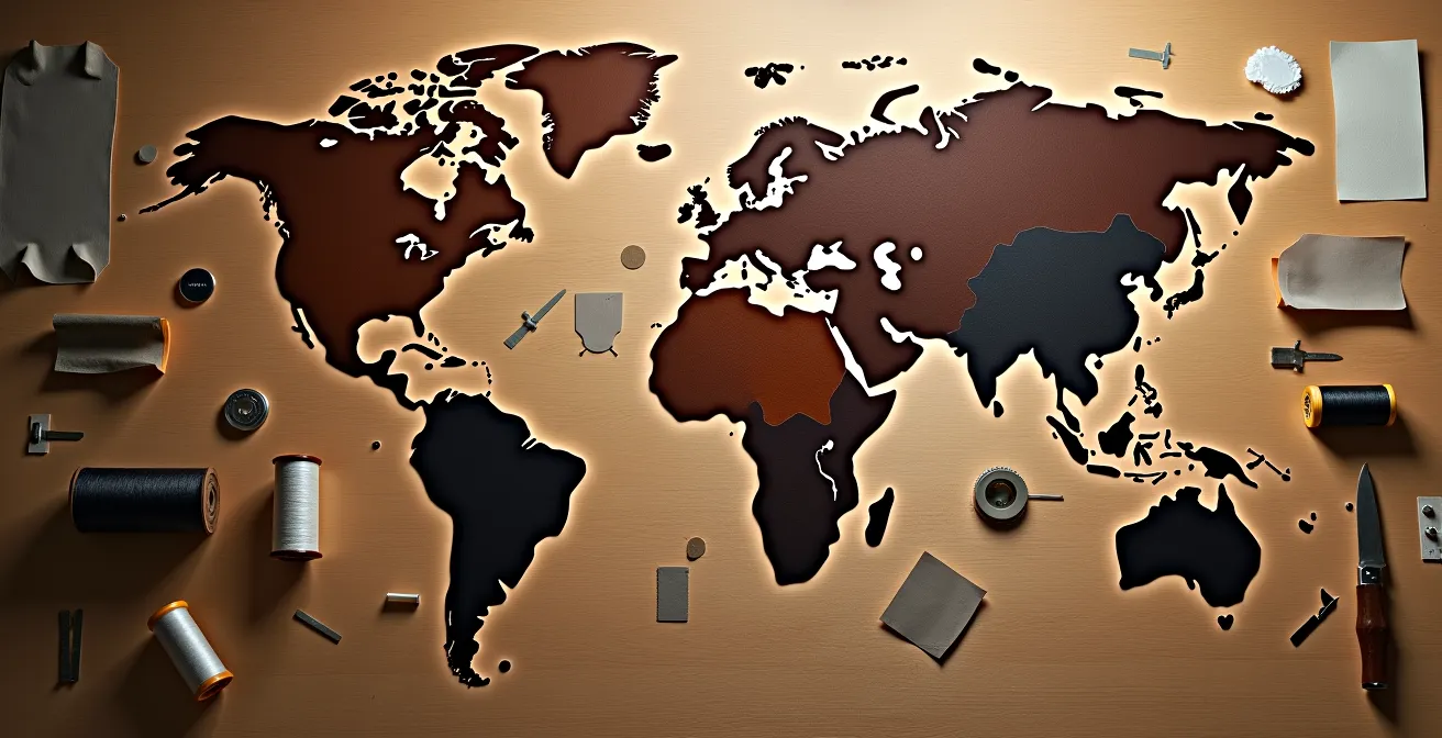 Wide angle view of global supply chain visualization